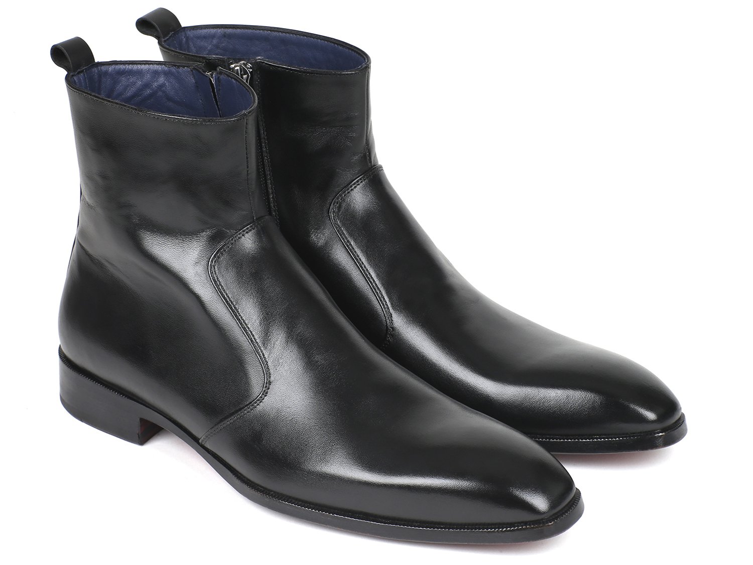 Paul Parkman ''BT485-BLK" Black Genuine Calf Skin Leather Side Zipper Boots .